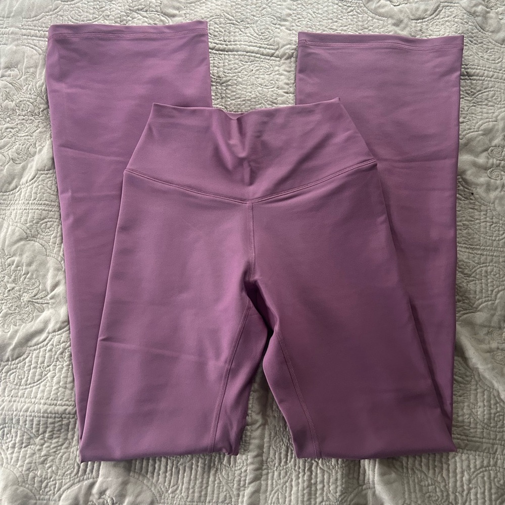 Mauve High-Waisted Flare Leggings